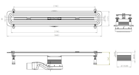 Душевой лоток Allen Brau Liberty 9.50001.SS напольный