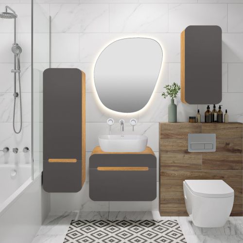 Шкаф Runo Ницца 00-00002126 40х80 подвесной цвет серый - фото 3