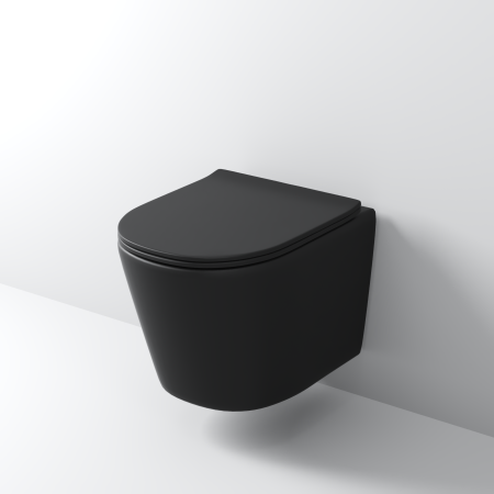 Унитаз подвесной Grossman Торнадо GR-4477BMSQ черный матовый с сиденьем микролифт безободковый смыв торнадо
