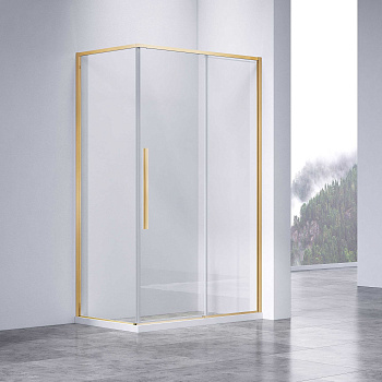 Душевой уголок Vincea Slim-N VSR-4SN9014CLG 140х90 стекло прозрачное профиль золото брашированное без поддона