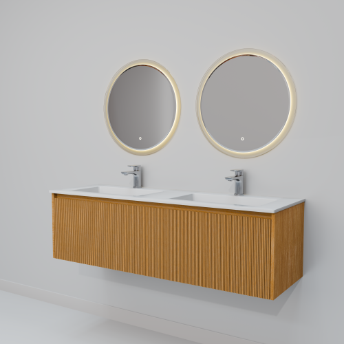 Тумба с раковиной зеркалом и смесителем ArtDecco Elizabeth (Элизабет) AEL14W11D1MF 140x45x40 подвесная цвет белый дуб - фото 5