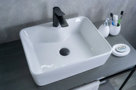 Раковина керамическая Gid Geométrico 51176 50х40 накладная цвет белый 1 отверстие под смеситель