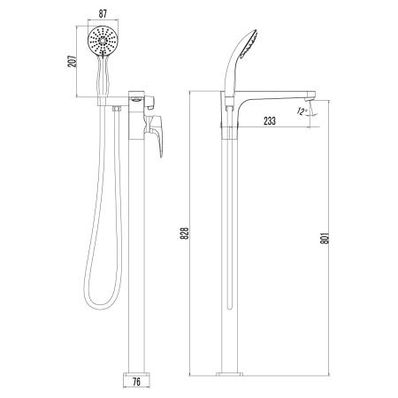 Смеситель LeMark Shift LM4344C напольный хром