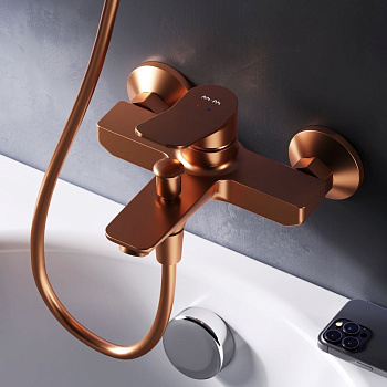 Смеситель для ванны и душа Am.Pm X-Joy F85A10044 настенный розовое золото без термостата