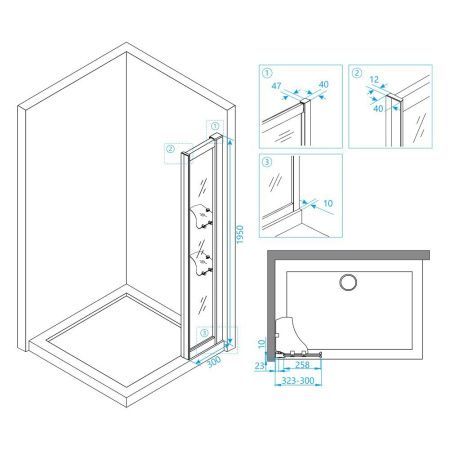 Боковая стенка RGW 03064230-11 30х195 стекло прозрачное профиль хром