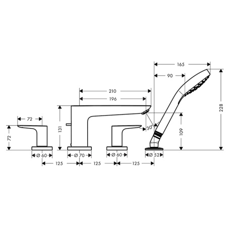 Смеситель Hansgrohe Talis E 71748140 на борт ванны бронза