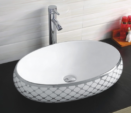 Раковина из санфаянса CeramaLux NC262 60х41 накладная цвет белый