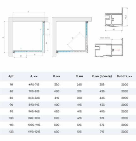 Душевой уголок Vegas-Glass ZA TUR+NOVO ZA NOVO h2000 110 03 crystalvision 110х110 стекло прозрачное профиль золото без поддона