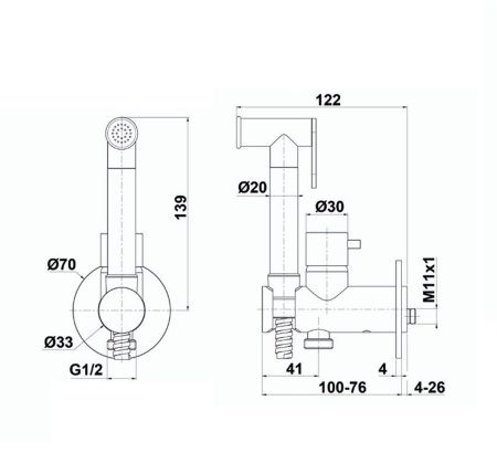 Гигиенический душ Oioli Micro WEEI001RO/C47 золото