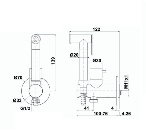 Гигиенический душ Oioli Micro WEEI001RO/C97 цвет сталь оружейная - фото 2