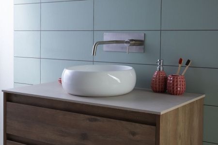 Раковина керамическая Aquanet Round ROUND-1 40х40 накладная цвет белый без отверстий под смеситель