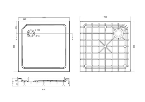 Душевой поддон Cezares TRAY-SMC-A-90-550-150-W 90х90 стеклопластик белый - фото 2