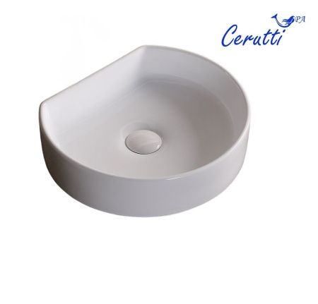 Раковина из сантехнического фарфора Cerutti SPA CR7088 40х40 накладная цвет белый без отверстий под смеситель