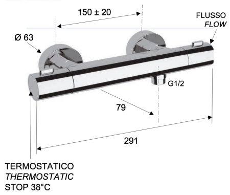 Смеситель для душа Remer Elegance EQ31 настенный хром с термостатом