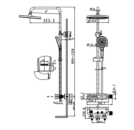 Душевая стойка Arrow AMG13S869ACP настенная цвет хром с термостатом