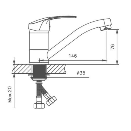 Смеситель для кухни Cron CN4539-2 на мойку хром