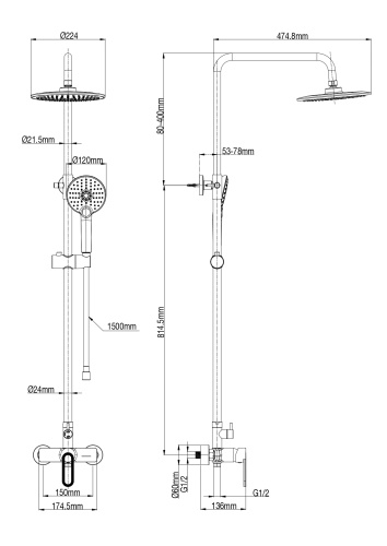Душевая стойка Wonzon & Woghand WW-B2166-A-CR настенная цвет хром - фото 2