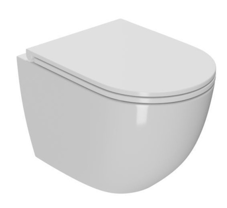 Унитаз подвесной Sintesi SIN-TS-EVI-152 белый безободковый с сиденьем микролифт душевой смыв