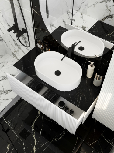 Тумба со столешницей La Fenice TERRA NFNC-01-TER-B-100-3-GB 102х37х47 подвесная цвет белый - фото 3