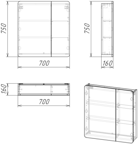 Зеркало в ванную Grossman Талис 207006 70х75 цвет бетон пайн - фото 4