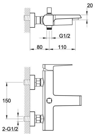 Смеситель BelBagno ARLIE ARL-VASM-CRM настенный хром