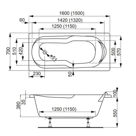 Ванна акриловая Vagnerplast Nymfa VPBA157NYM2E-04 150х70 пристенная прямоугольная без каркаса