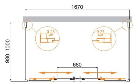 Душевой уголок Cezares MOLVENO MOLVENO-AH-2/2-170/100-C-Cr-IV 170х100 стекло прозрачное профиль хром без поддона
