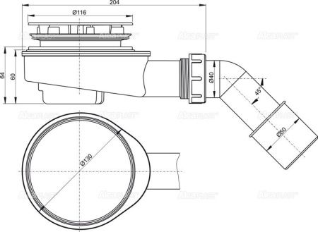 Сифон для душевого поддона Alcadrain A491CR