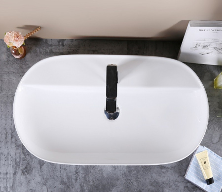 Раковина из санфаянса CeramaLux D1347 82х41 накладная цвет белый 1 отверстие под смеситель