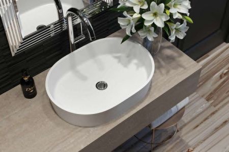 Раковина из искусственного камня Holbi ARIEL 1.02.011.11.2 60х40 накладная цвет белый