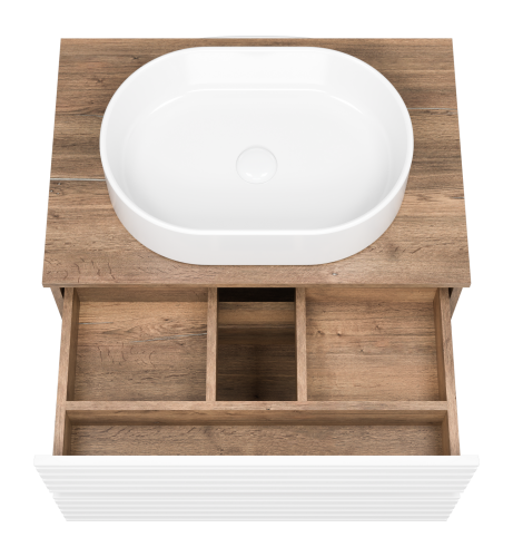 Тумба под раковину Brevita Dakota DAK-09070-19/01-2Я 70х48х43 подвесная цвет белый/коричневый - фото 5