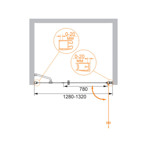 Душевая дверь Cezares ELENA ELENA-W-B-11-40+90-P-Cr-R 130х195 стекло рифленое профиль хром глянцевый - фото 5