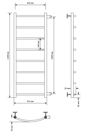 Полотенцесушитель водяной Indigo Arc LASW110-40-б/п-100 50х110 хром