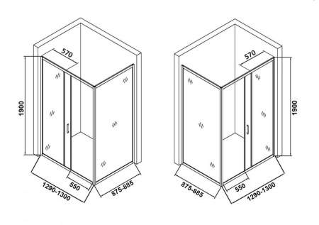 Душевой уголок Orange E23-13090TCR 130х89 стекло прозрачное профиль хром глянцевый без поддона