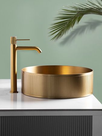 Раковина из нержавеющей стали AltroBagno Costoso AltroBagnoCostoso001005OrSp 40х40 накладная цвет золото
