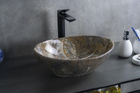 Раковина керамическая Gid Lago 54472 40х30 накладная цвет многоцветный без отверстий под смеситель