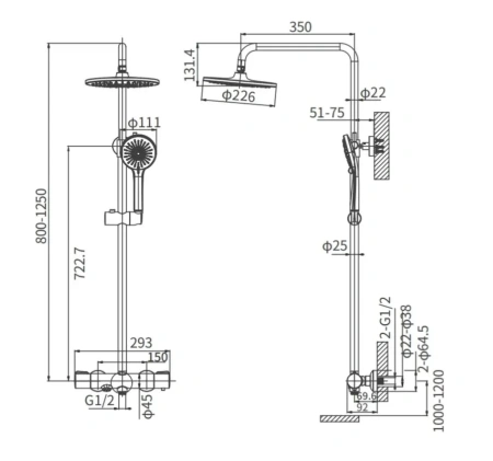 Душевая стойка Arrow AG3318CP настенная цвет хром с термостатом