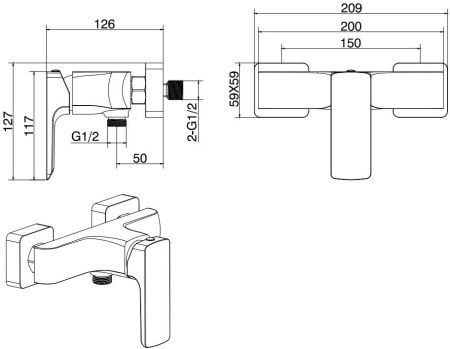 Смеситель для душа Allen Brau Infinity 5.21010-31 настенный черный