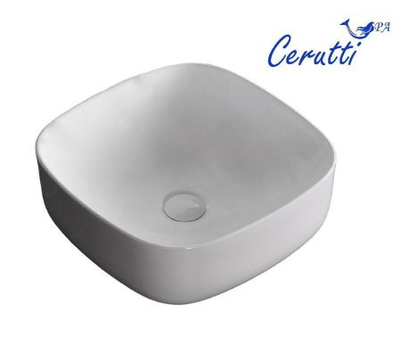 Раковина из сантехнического фарфора Cerutti SPA CR0010 40х40 накладная цвет белый без отверстий под смеситель