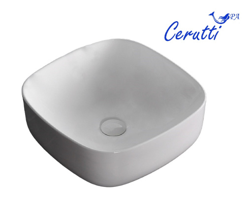 Раковина из сантехнического фарфора Cerutti SPA CR0010 43х43 накладная цвет белый - фото 2