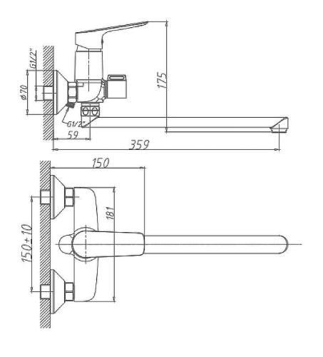 Cмеситель для ванны и душа Haiba HB22506 настенный хром - фото 2
