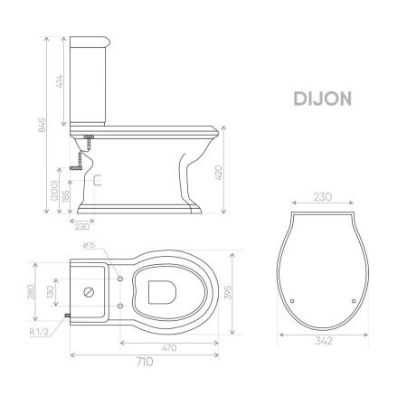Унитаз напольный с бачком Creo Сeramique DIJON COMBO-DI1001N белый с сиденьем с микролифт каскадный смыв