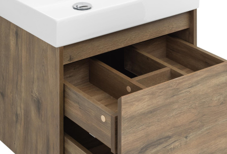 Комплект мебели: тумба с раковиной + зеркало Aquanet Nova Lite 00254215 61x46x137 напольный/подвесной цвет коричневый