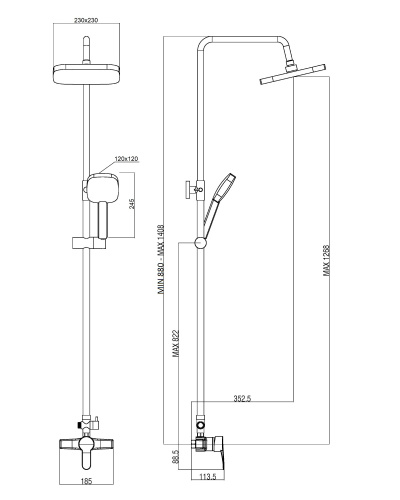 Душевая стойка OneLife  P01-912cr настенная цвет хром - фото 5