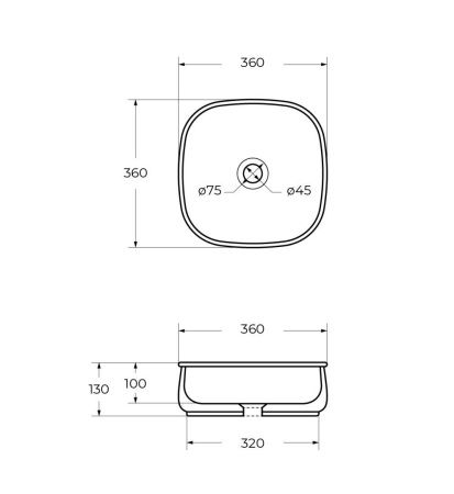 Раковина керамическая Cezares CZR-6604 40х40 накладная цвет белый без отверстий под смеситель