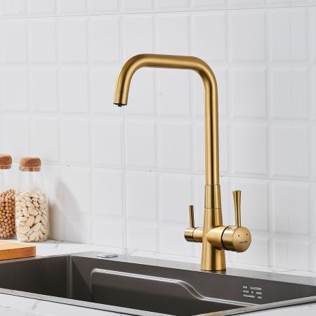 Смеситель для кухни Shevanik S528G на мойку золото