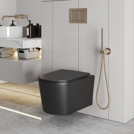 Унитаз подвесной Grossman Торнадо GR-4499BMSQ черный матовый с сиденьем микролифт безободковый смыв торнадо