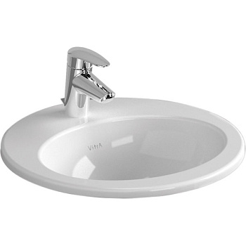 Раковина из сантехнического фарфора Vitra S20 5466B003-0001 43х43 накладная цвет белый 1 отверстие под смеситель
