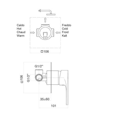 Смеситель для ванны и душа Fiore 88BB7515 настенный белый