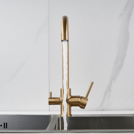 Смеситель для кухни Shevanik S128G на мойку золото